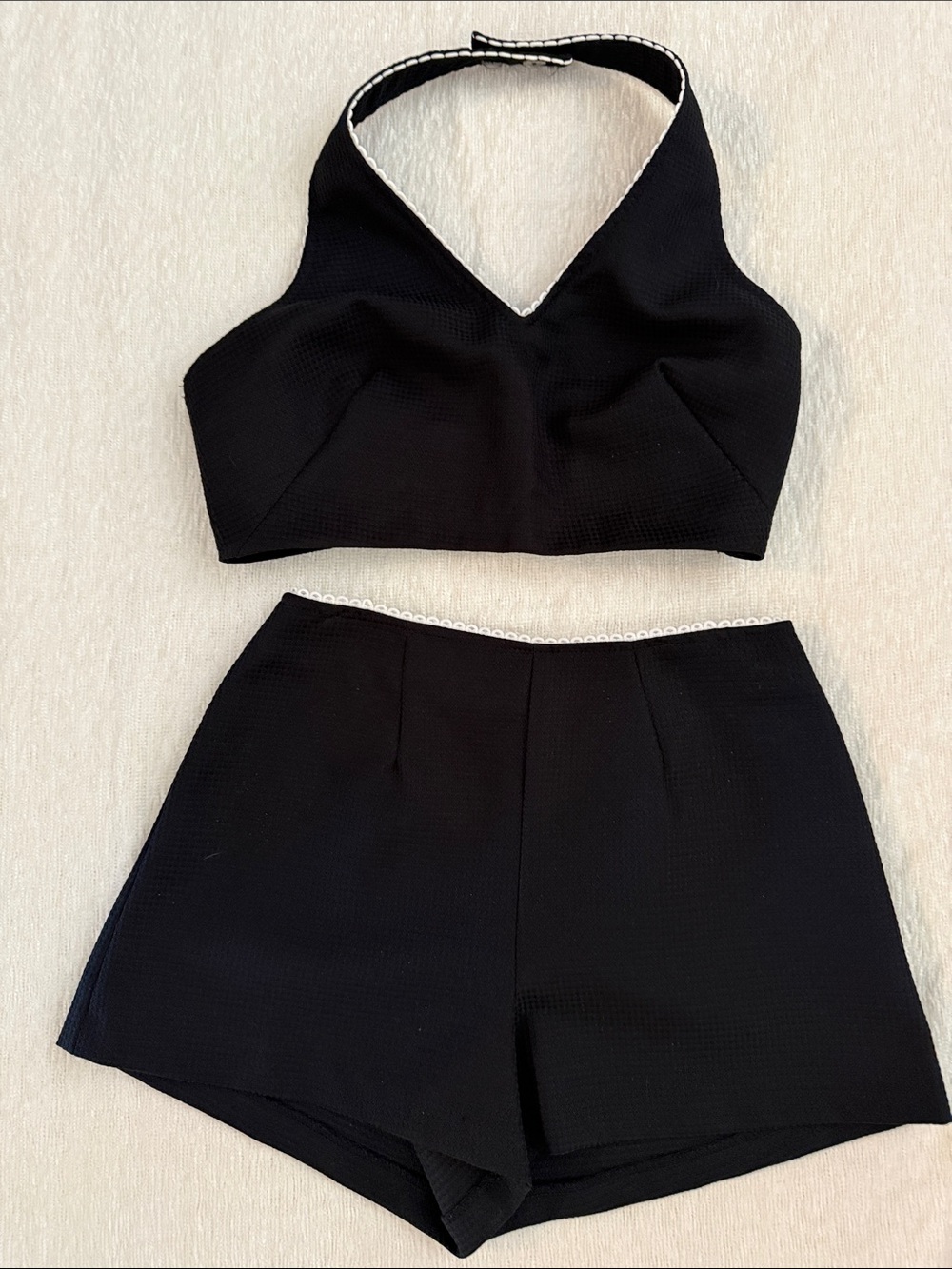 XOXO Black Two-Piece Halter Top & High-Waist Shorts